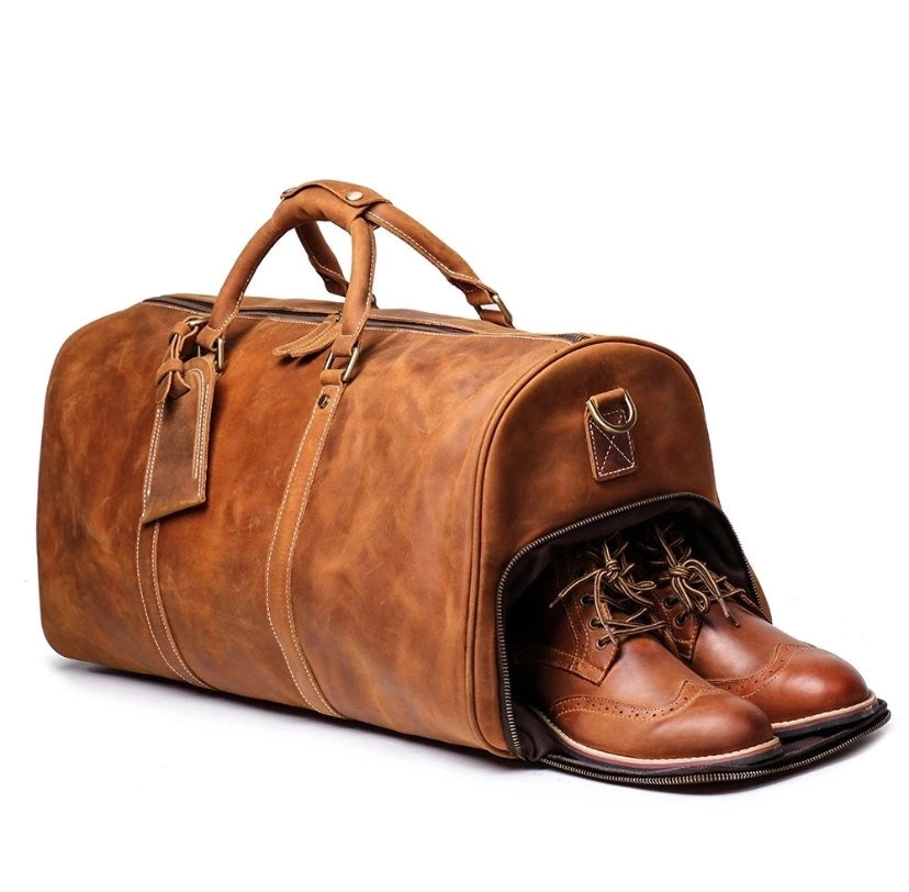 Leather Duffle Bag, Handmade Mens Leather Weekend Bag, Personalized Duffel Bag, Leather Holdall Bag, Leather Overnight Bag, Leather Gym Bag For Men