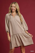 Umgee V-Neck Tiered Mini Dress