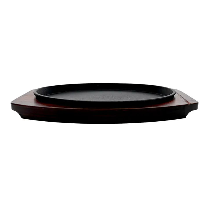 Cast Iron Steak Plate Round with Wooden Trivet