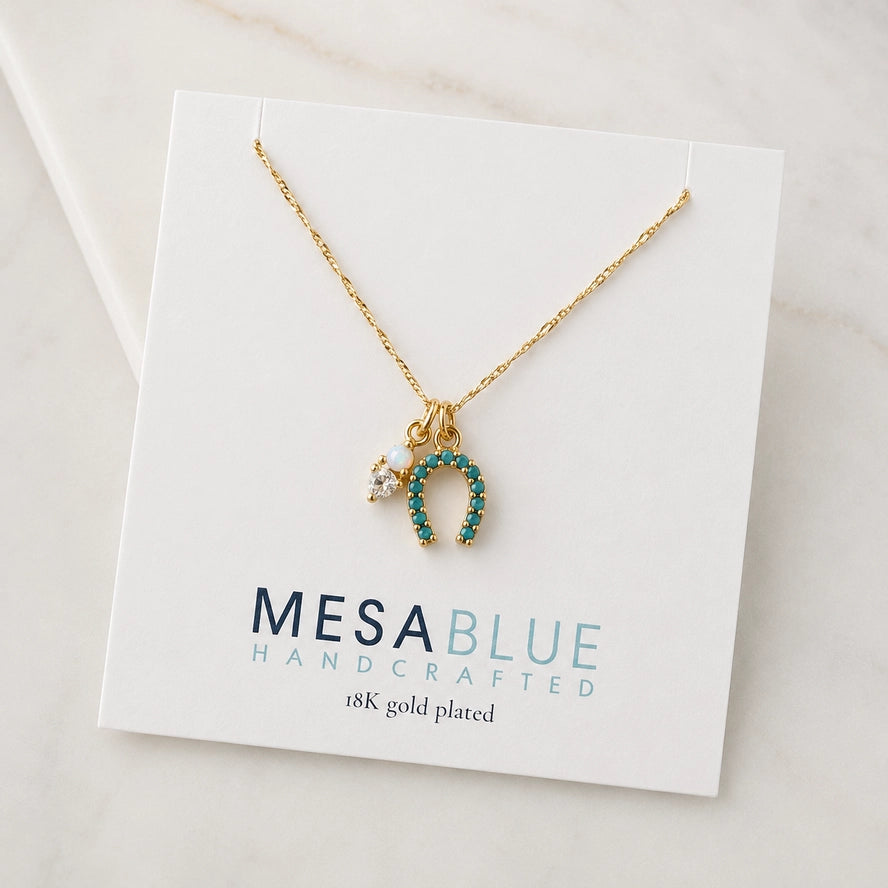 Opal and Turquoise Horseshoe Necklace