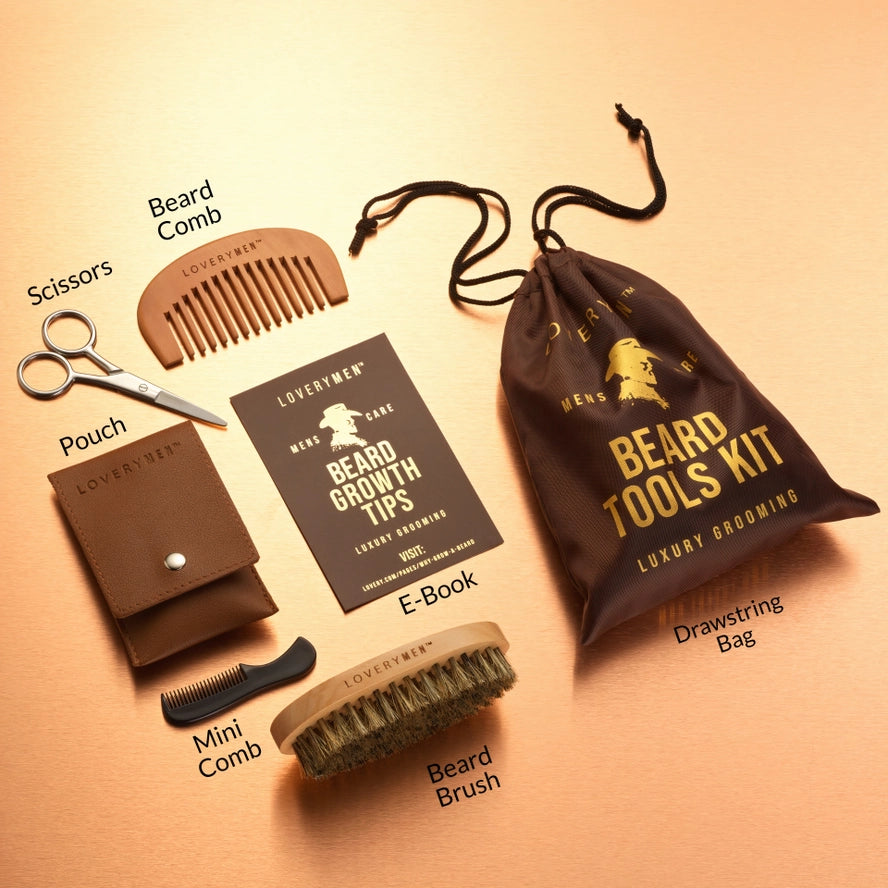 Loverymen Beard Tools Kit: Comb Shears & More in Travel Pouch