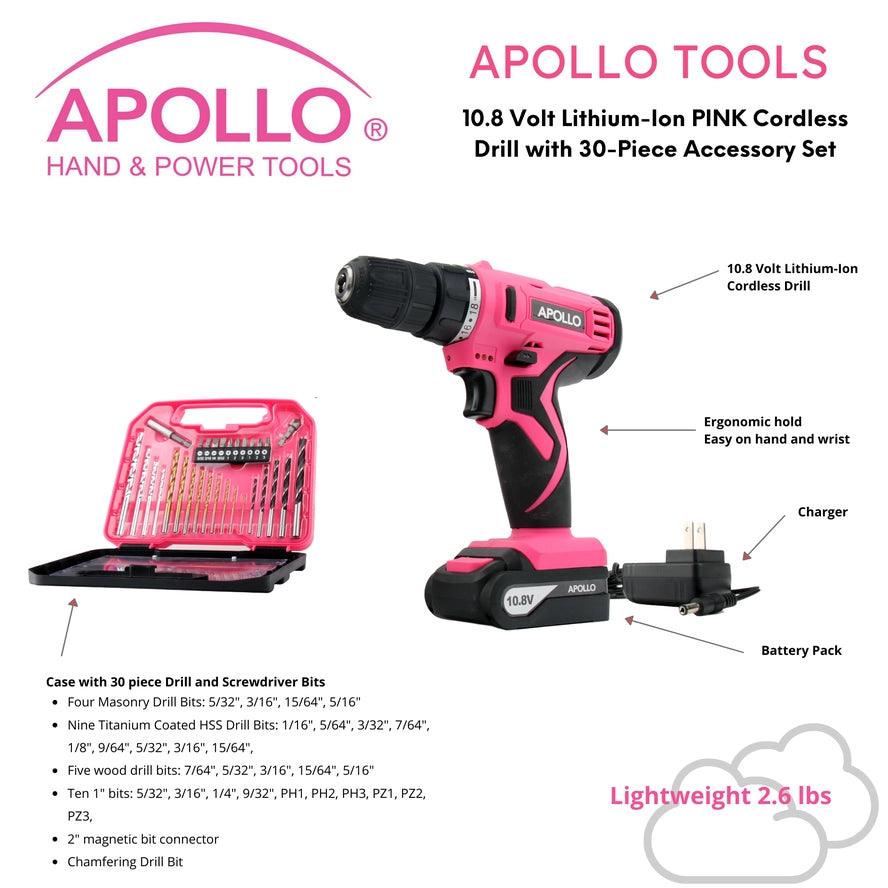 10.8 Volt Lithium-Ion Cordless Drill with 30 Piece Accessory