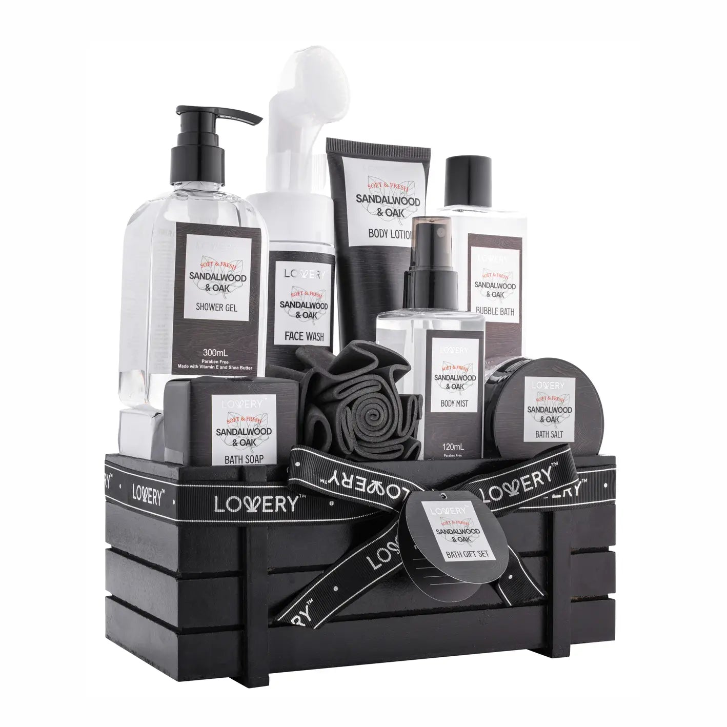 Luxury Spa Kit For Men, Sandalwood Oak Scented Bath Gift Set