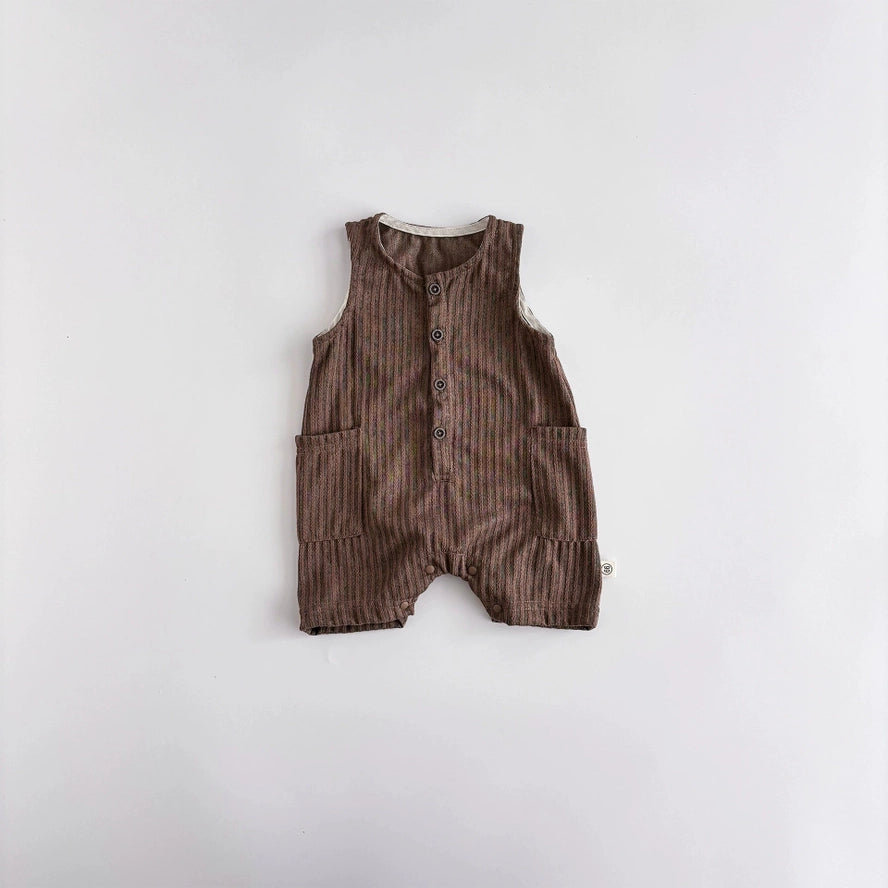 Summer Arrival Baby Unisex Casual Striped Pattern Sleeveless Rompers
