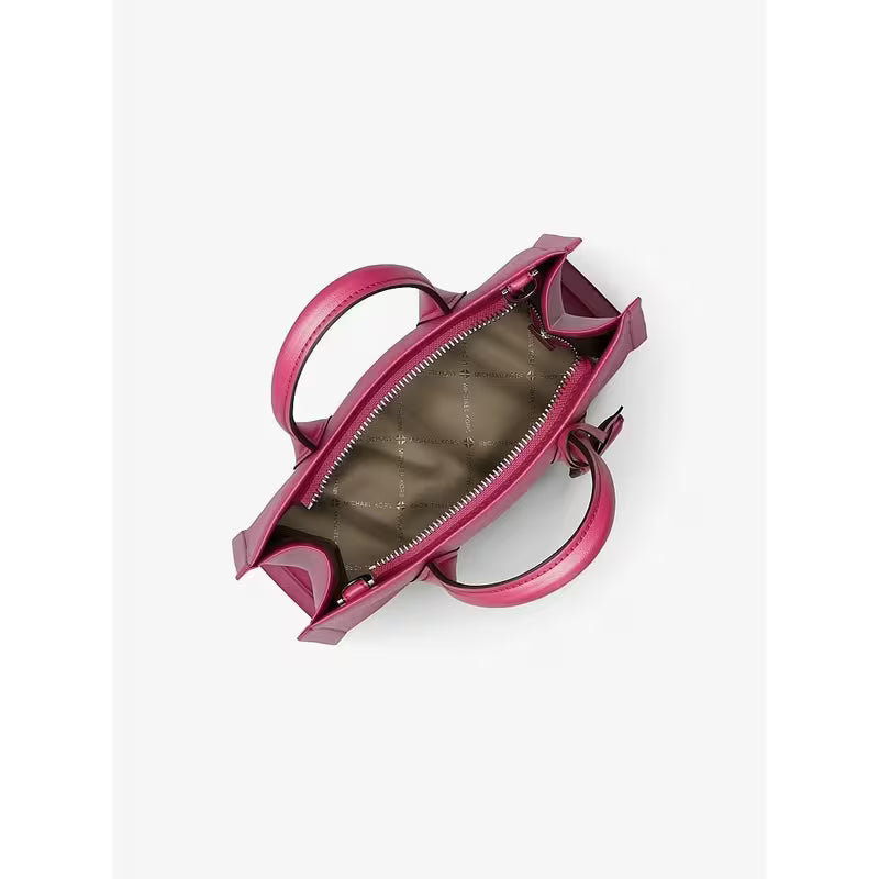 Michael Kors Mirella Small Pebbled Leather Convertible Crossbody Bag - DK Raspberry