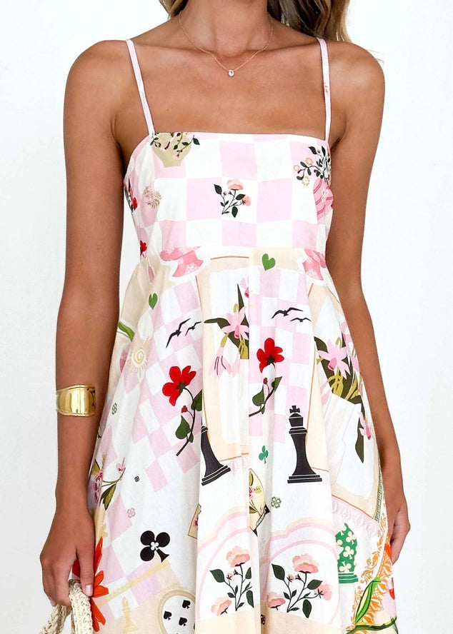 Backless Spaghetti Strap High Waist Swing Dress