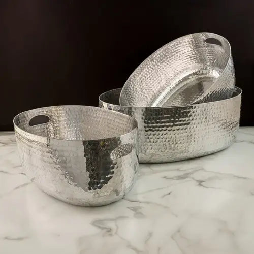 Hammered Silver Beverage Tub – Set of 3