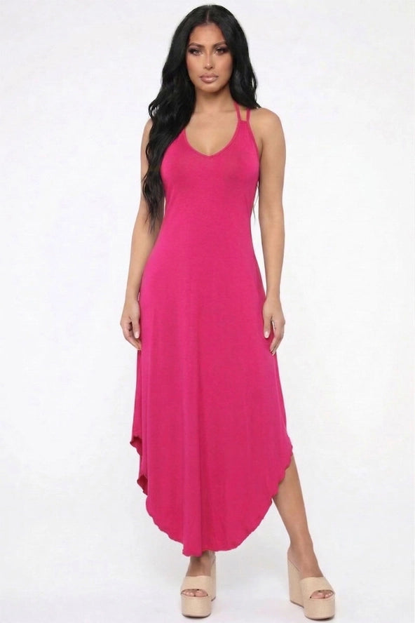 Solid Cami Double Strap Loose Fit Dress