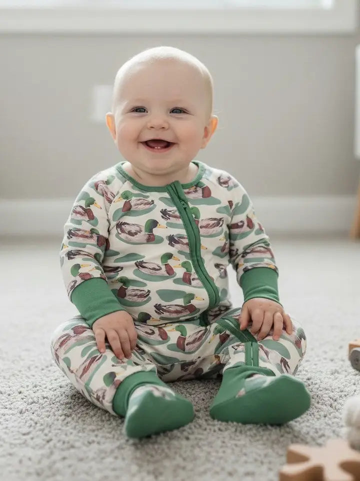 Mallard Duck Printed Printed Baby Romper.LR0425-6-Jean
