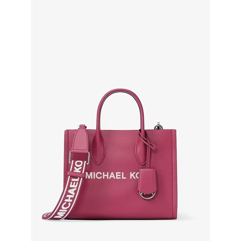 Michael Kors Mirella Small Pebbled Leather Convertible Crossbody Bag - DK Raspberry