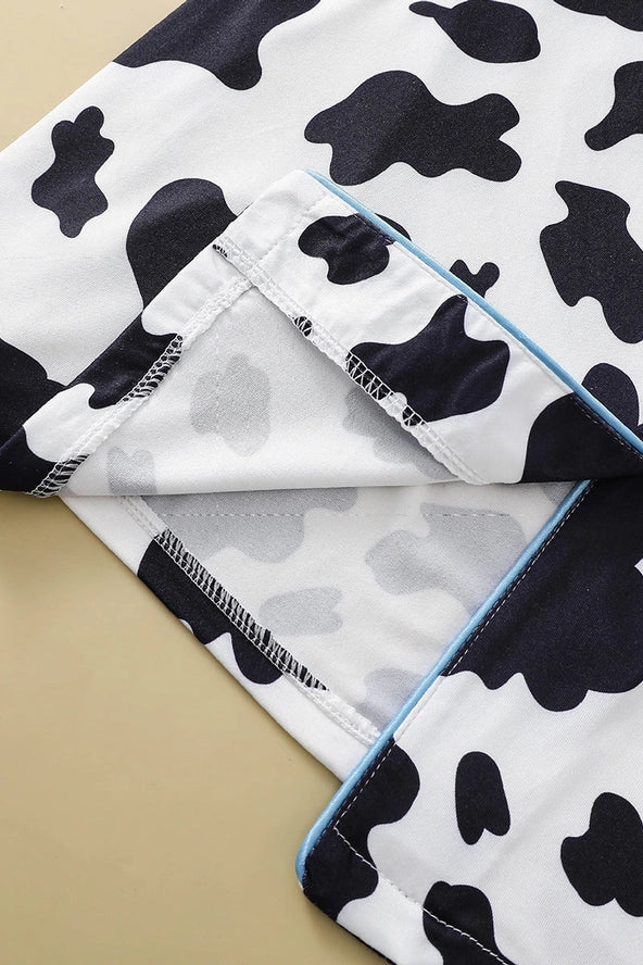 Cow Print Button-Up Pajama Set