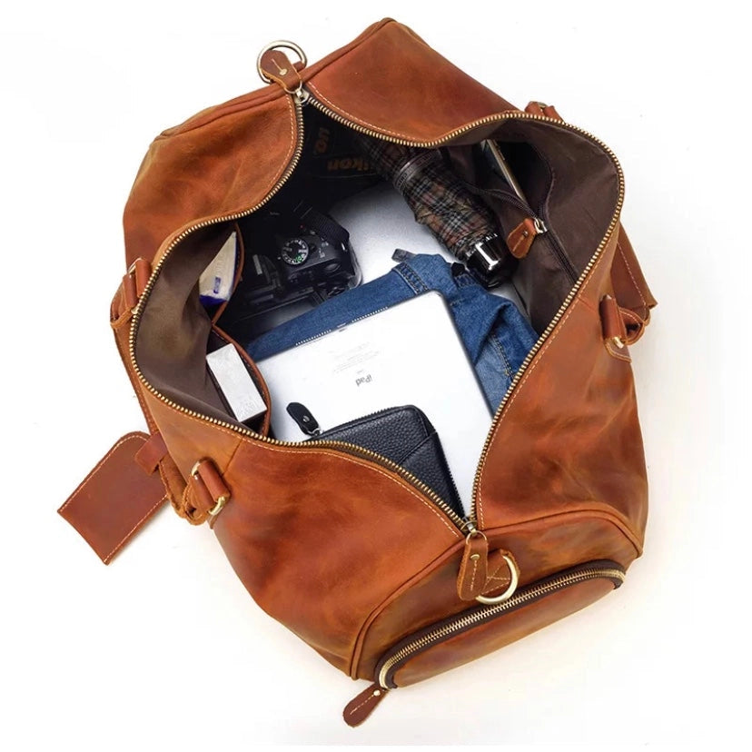 Leather Duffle Bag, Handmade Mens Leather Weekend Bag, Personalized Duffel Bag, Leather Holdall Bag, Leather Overnight Bag, Leather Gym Bag For Men