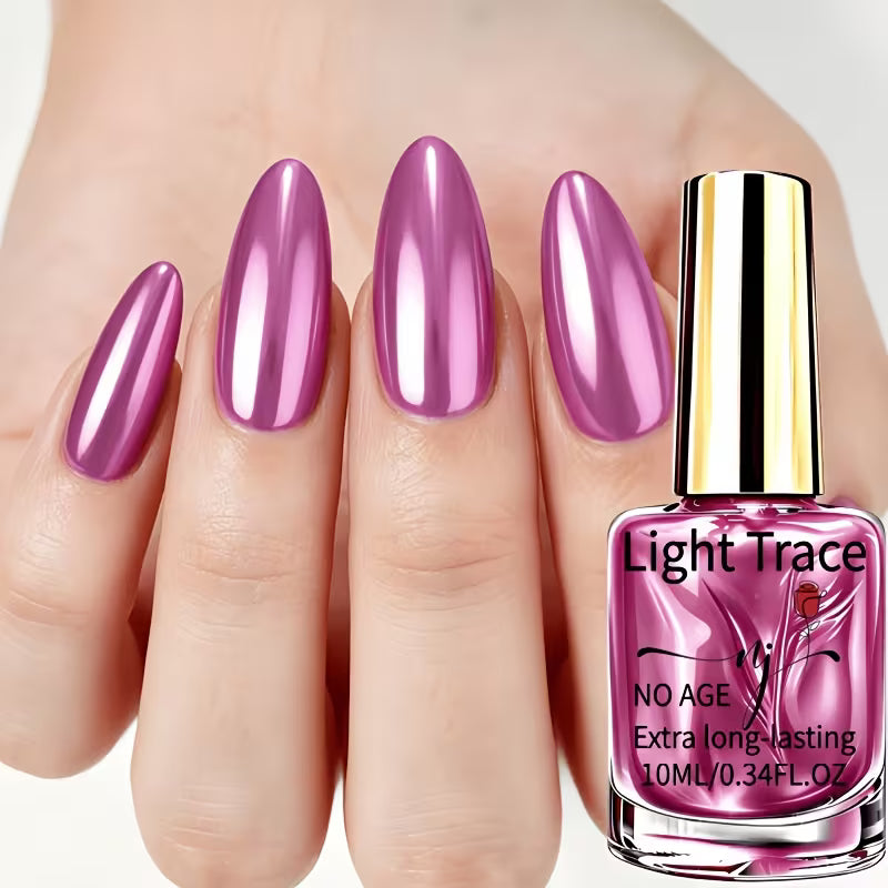 Liquid High-Gloss Metallic Mirror Rose Pink Chrome Nail Polish