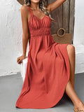 Textured Summer Suspender Casual Pleated Dress