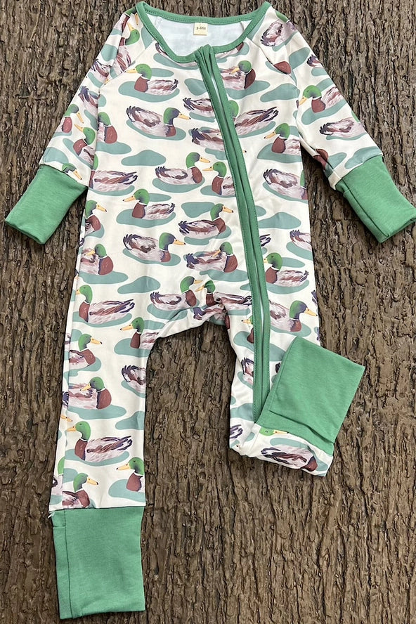 Mallard Duck Printed Printed Baby Romper.LR0425-6-Jean