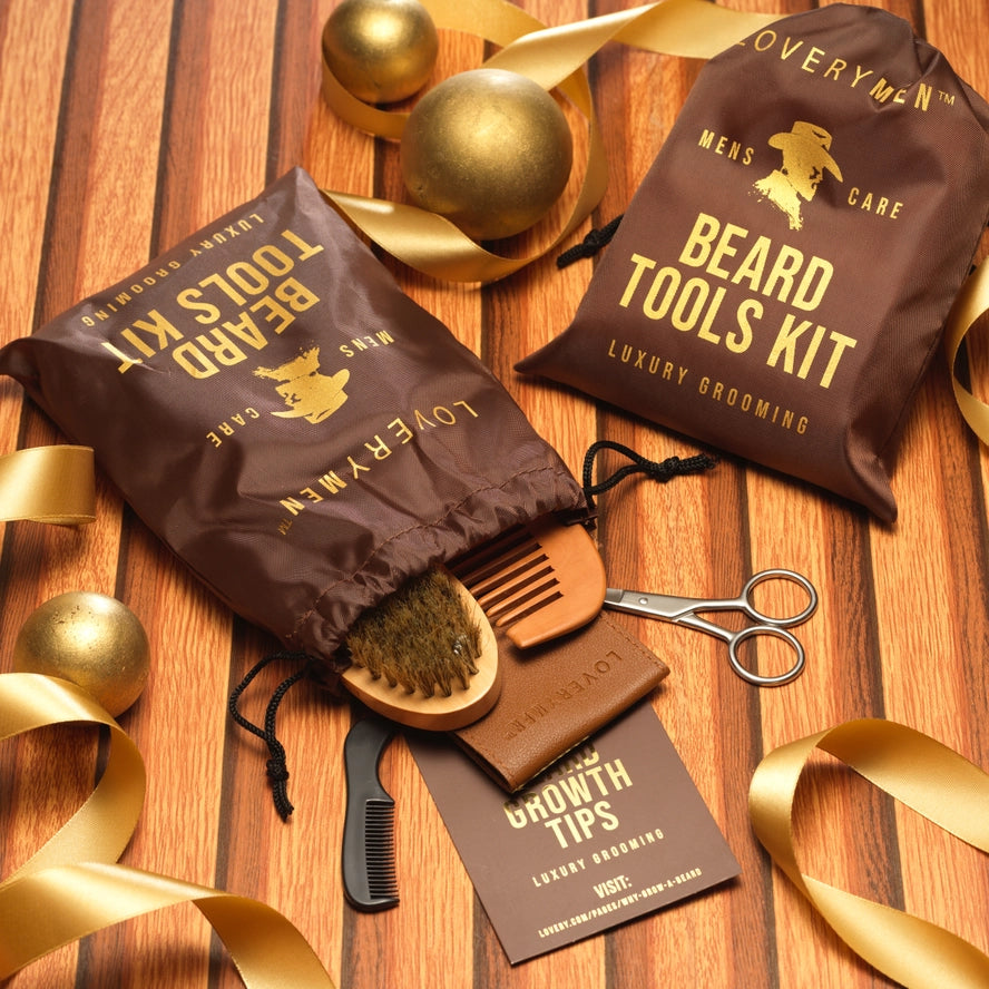 Loverymen Beard Tools Kit: Comb Shears & More in Travel Pouch