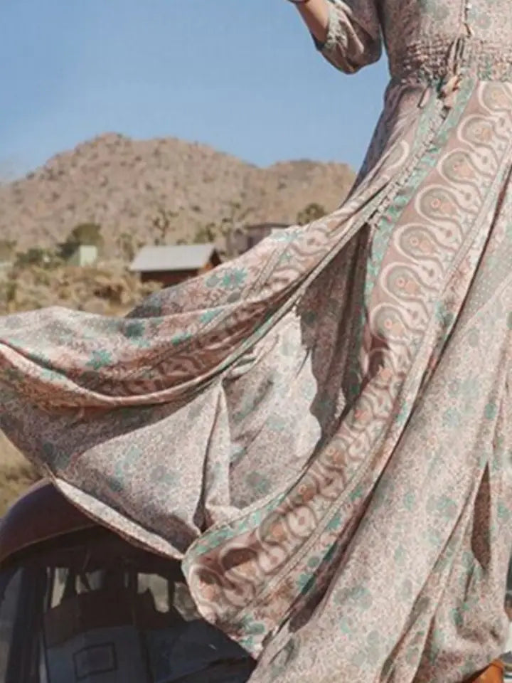 Desert Bloom Boho Maxi Dress