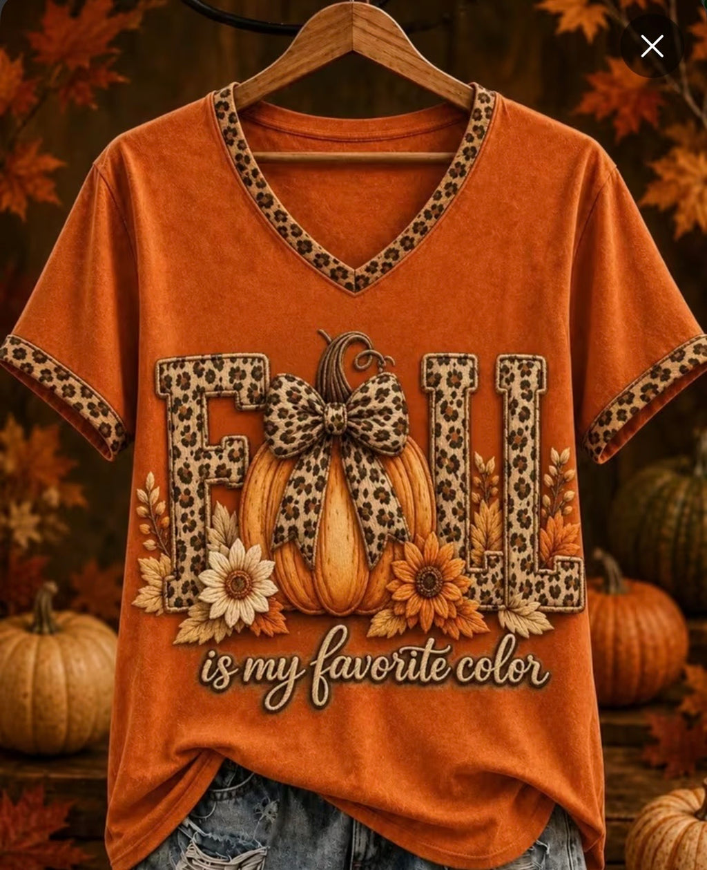 Fall Is My Favorite Color Leopard Pumpkin Tee