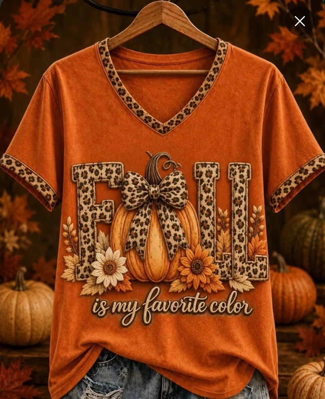Fall Is My Favorite Color Leopard Pumpkin Tee