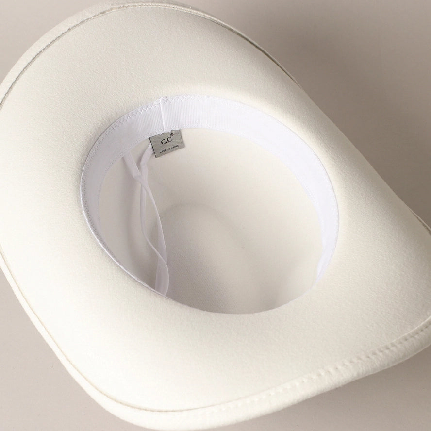 Vegan Felt-Made Bride Pearl Cowboy Hat