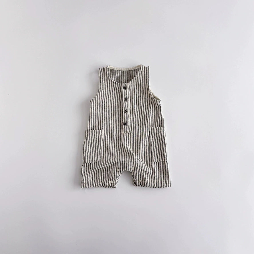 Summer Arrival Baby Unisex Casual Striped Pattern Sleeveless Rompers