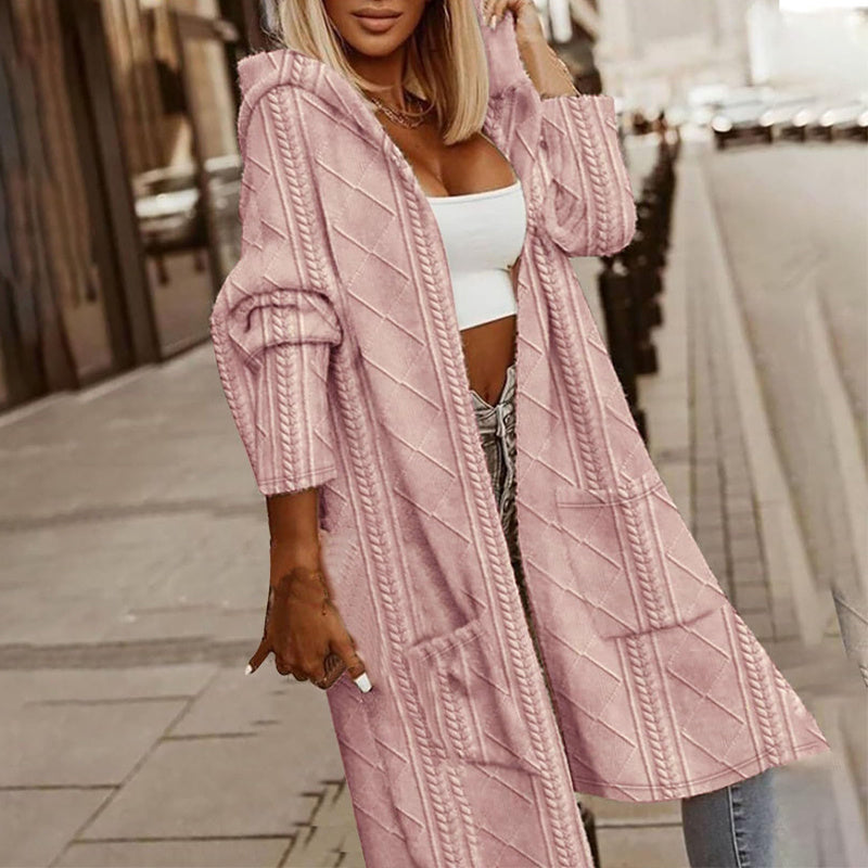 Women's Textured Hooded Longline Jacket