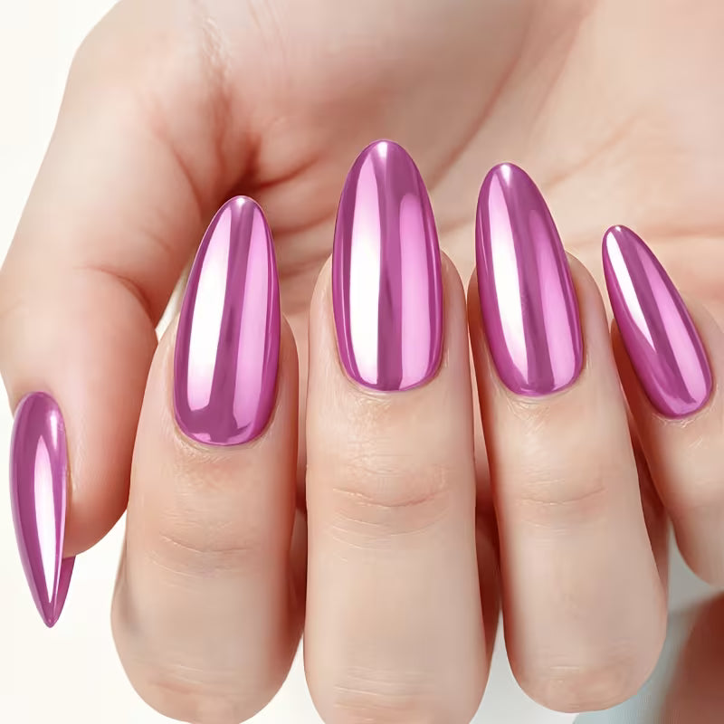 Liquid High-Gloss Metallic Mirror Rose Pink Chrome Nail Polish