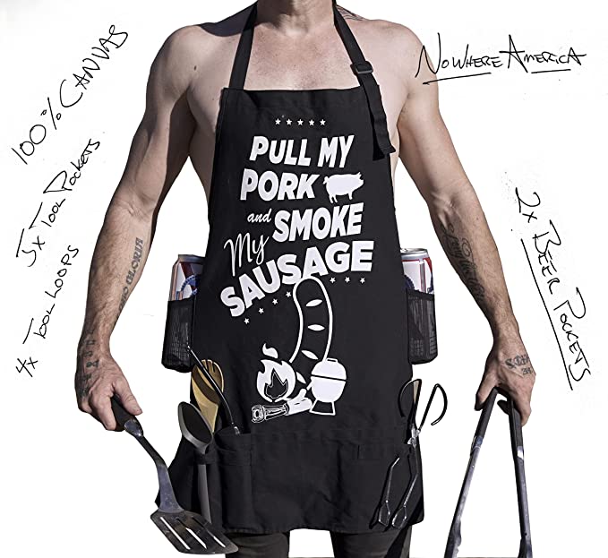 Nowhere America - 'pull My Pork' - Funny Bbq Apron - Gag Gif