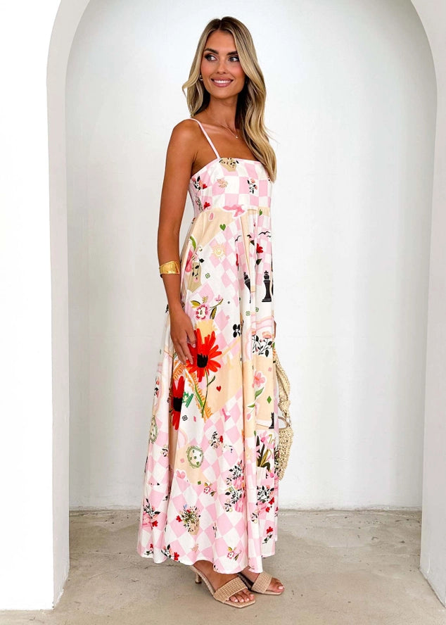 Backless Spaghetti Strap High Waist Swing Dress
