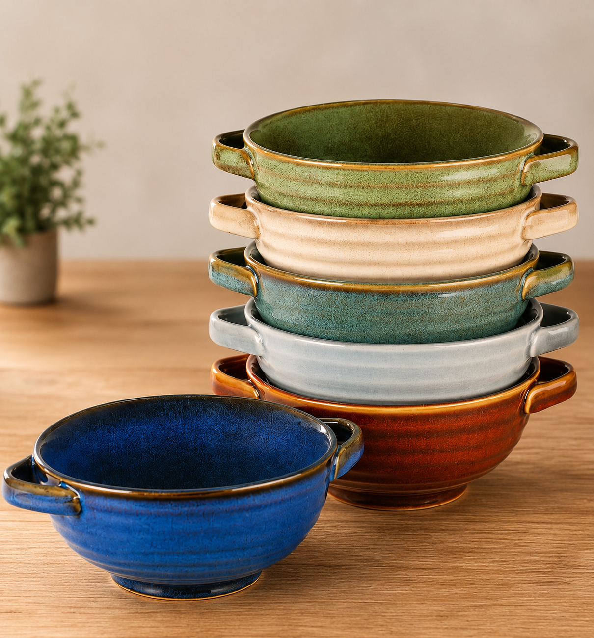 Reactive Glaze Set of 6 Soup Crocks