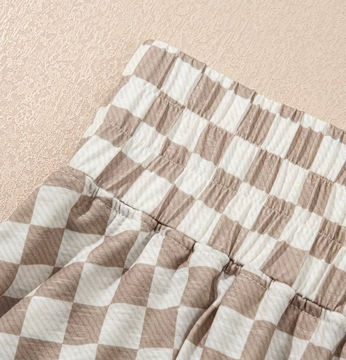 🤎 Camel Checkered Lounge Set