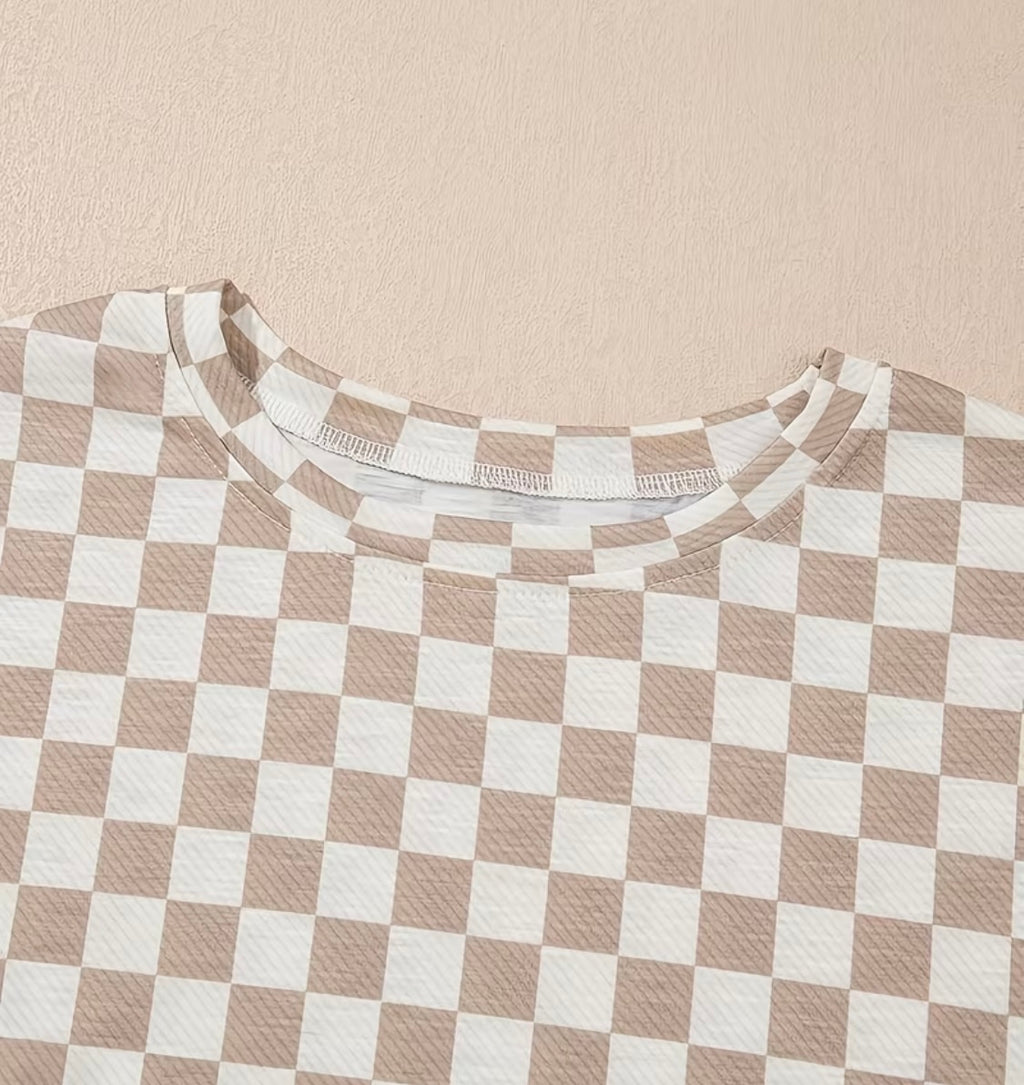🤎 Camel Checkered Lounge Set