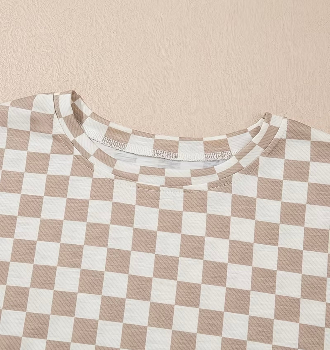🤎 Camel Checkered Lounge Set