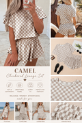🤎 Camel Checkered Lounge Set