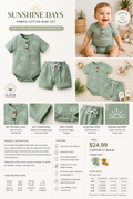 Sunshine Days™ Ribbed Cotton Baby Bodysuit & Shorts Set