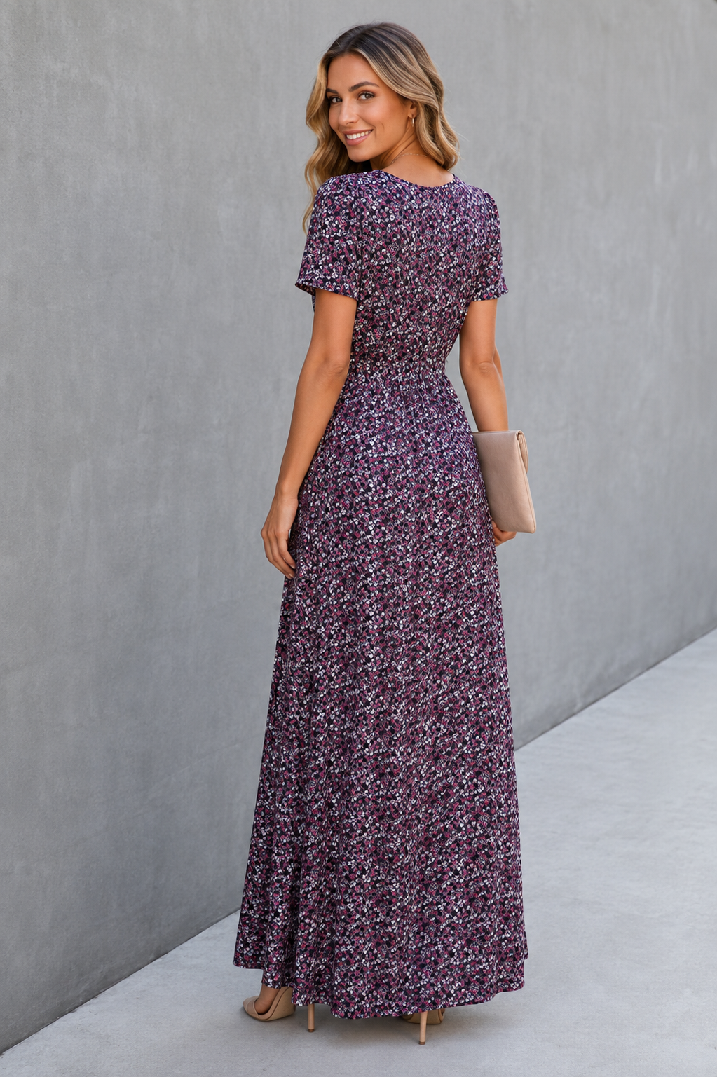 Plum Blossom Wrap Maxi Dress