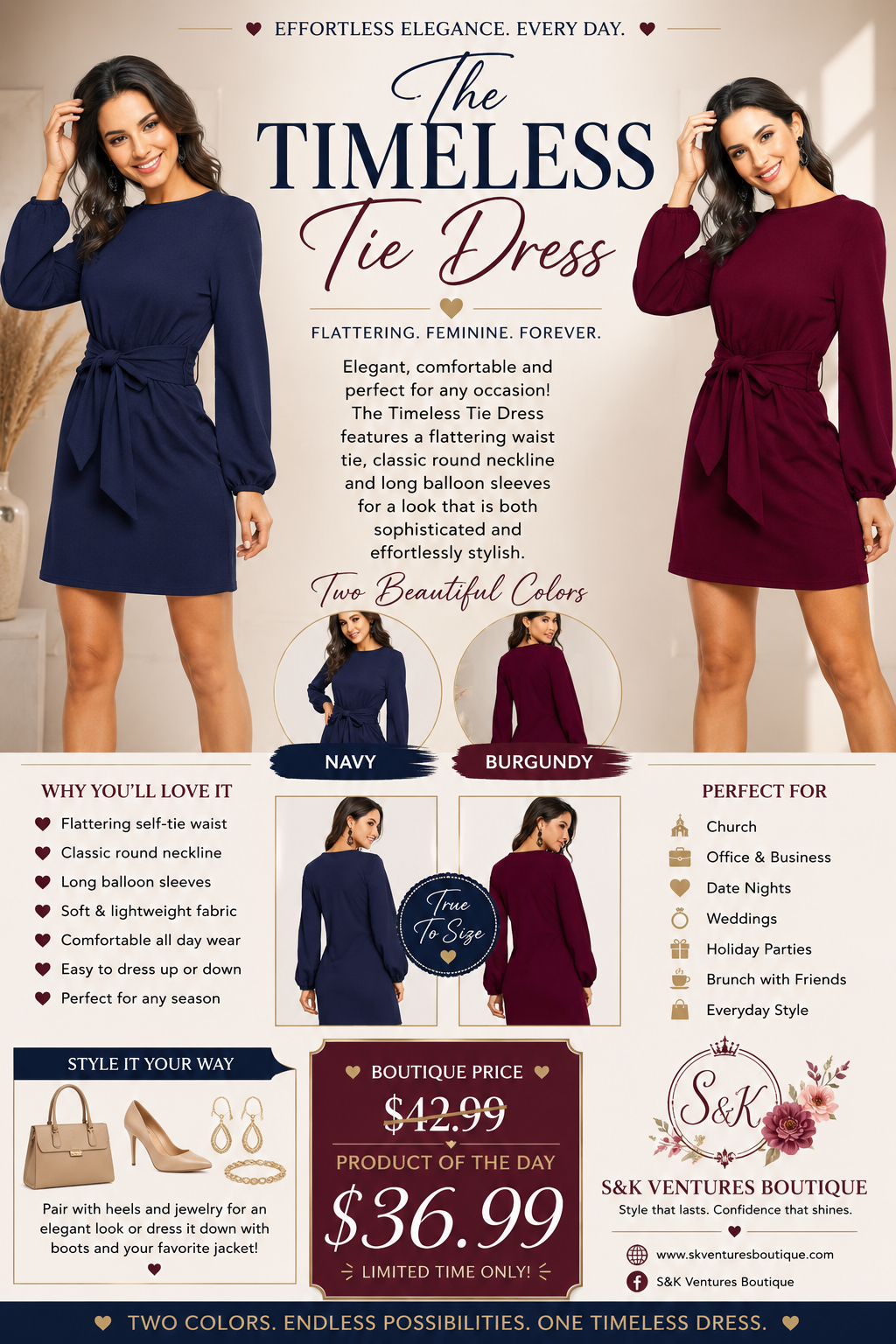 The Timeless Tie Dress 💙❤️