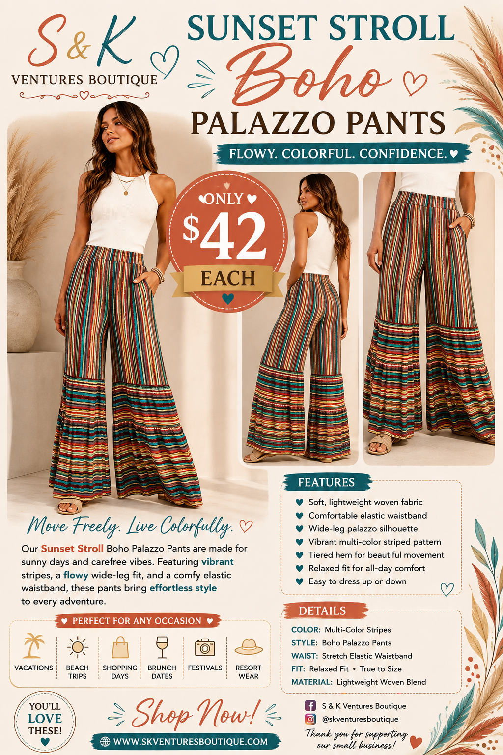 Sunset Stroll Boho Palazzo Pants