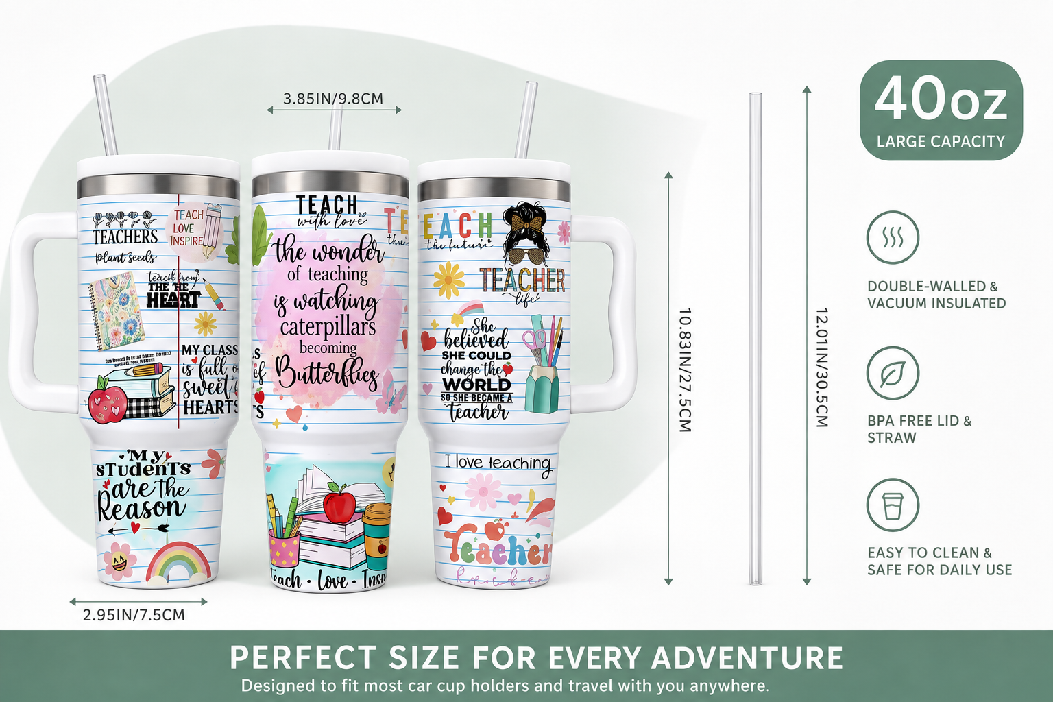 Inspire & Teach 40oz Teacher Tumbler