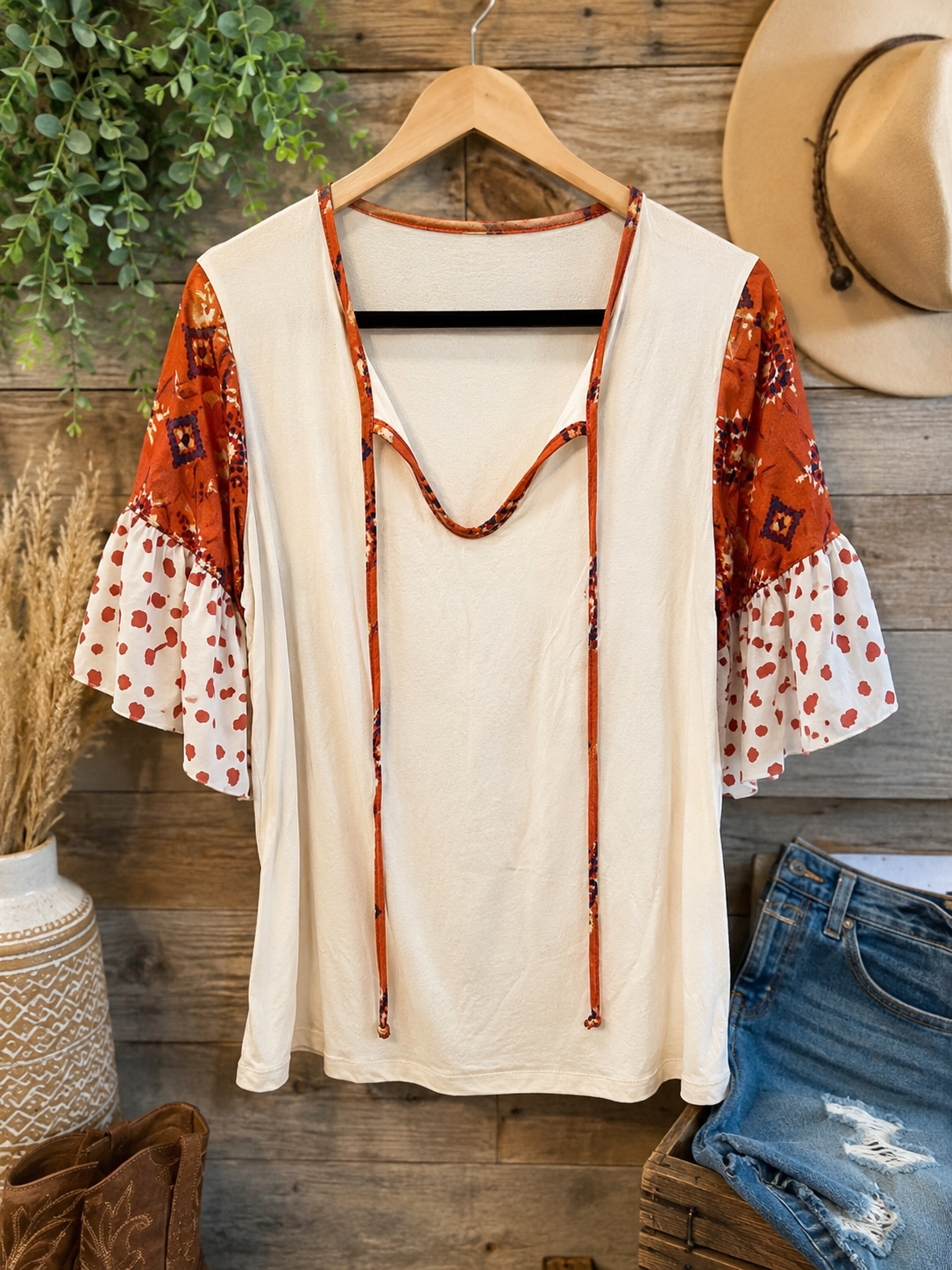 🤎 Desert Sunset Bell Sleeve Top