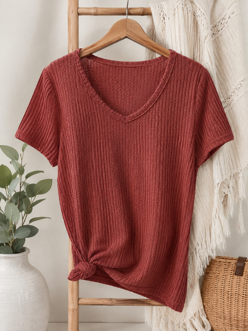 🍂 Autumn Ease Waffle Knit Top