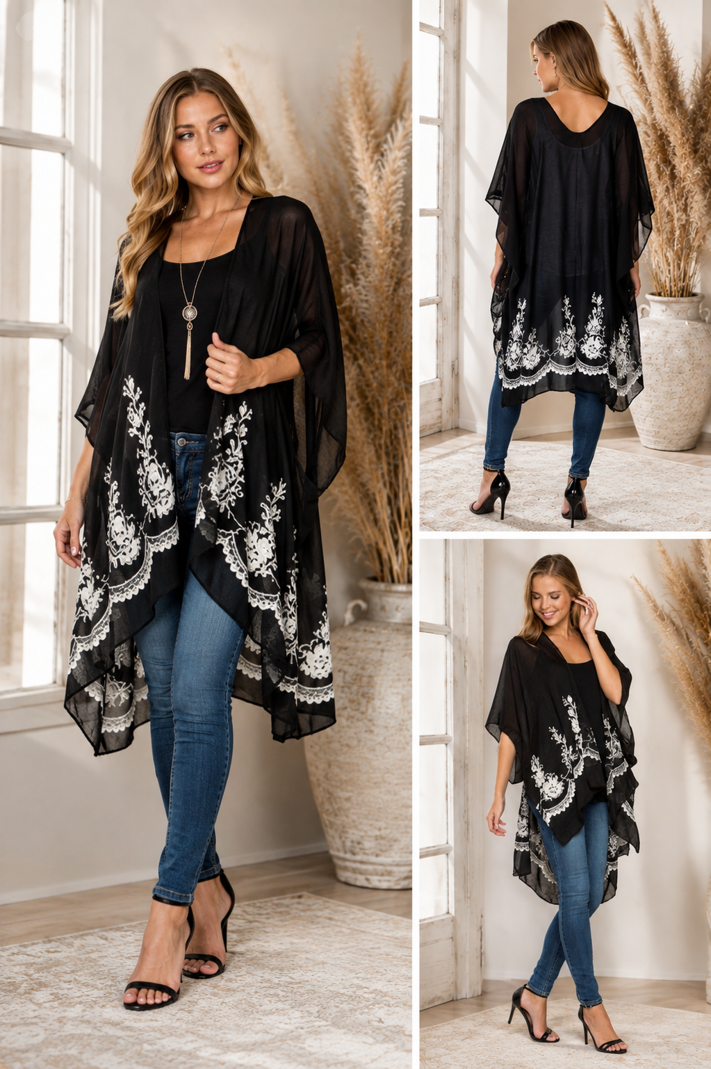 Graceful Garden Embroidered Kimono