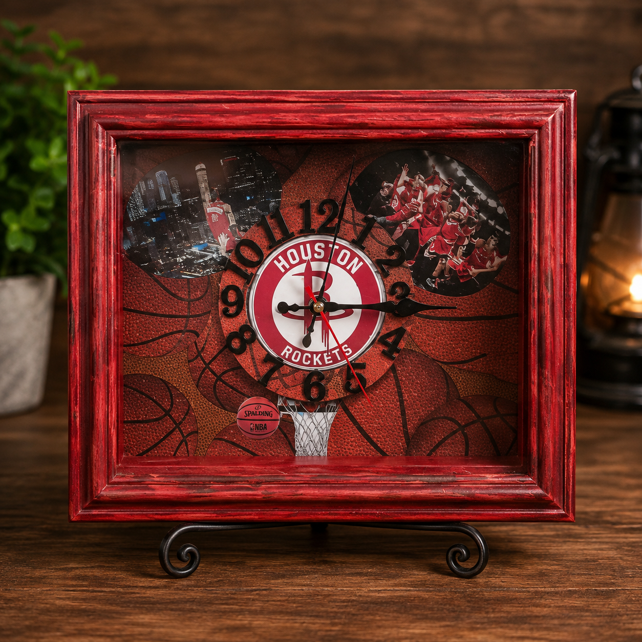 Houston Game Day Handcrafted Basketball Clock