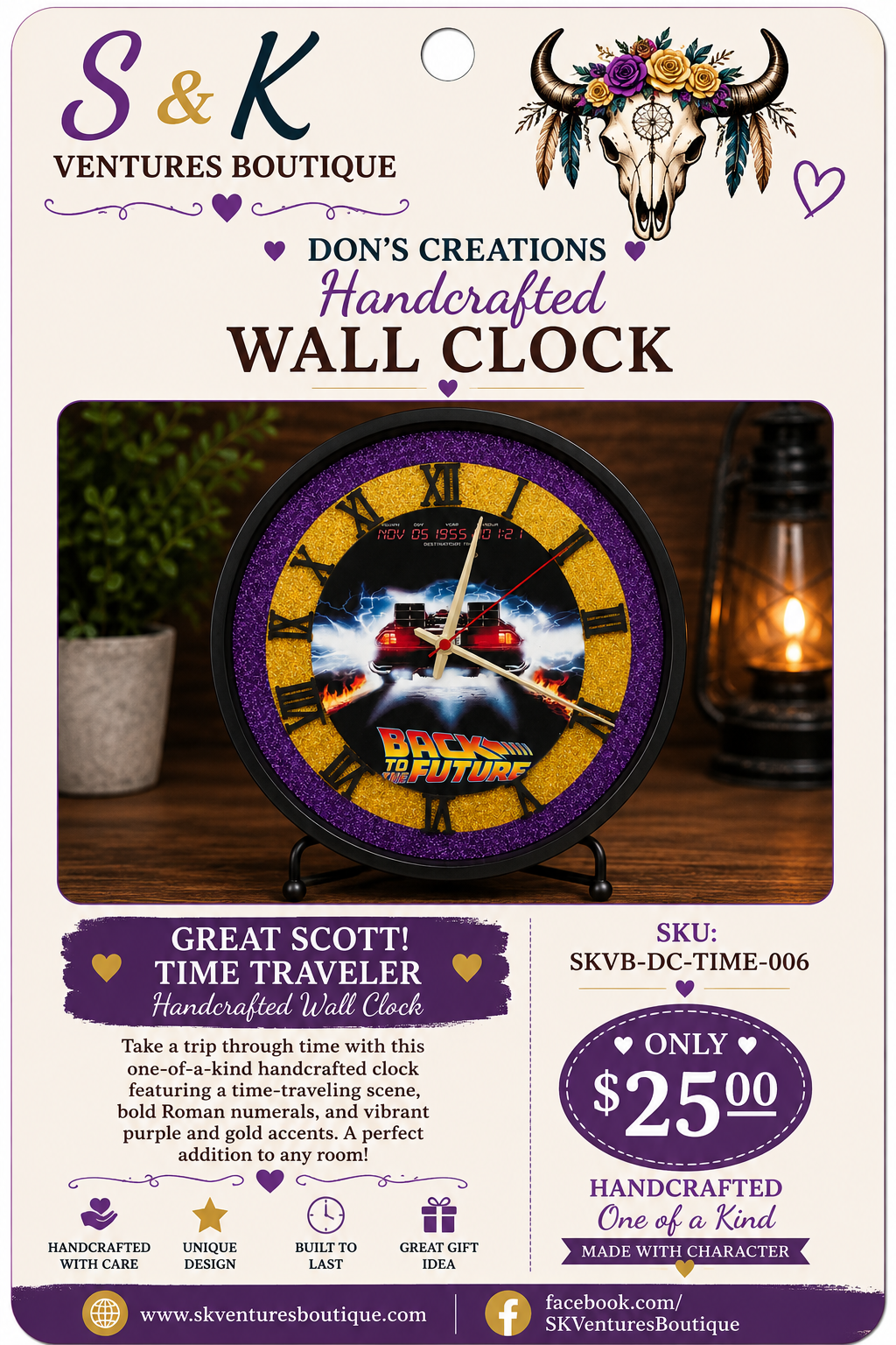 Great Scott! Time Traveler Handcrafted Wall Clock