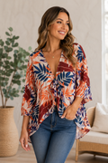 Tropical Sunset Tie-Front Kimono Top