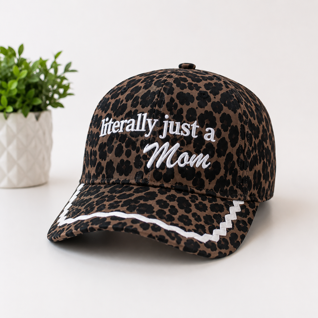 Literally Just a Mom Leopard Cap