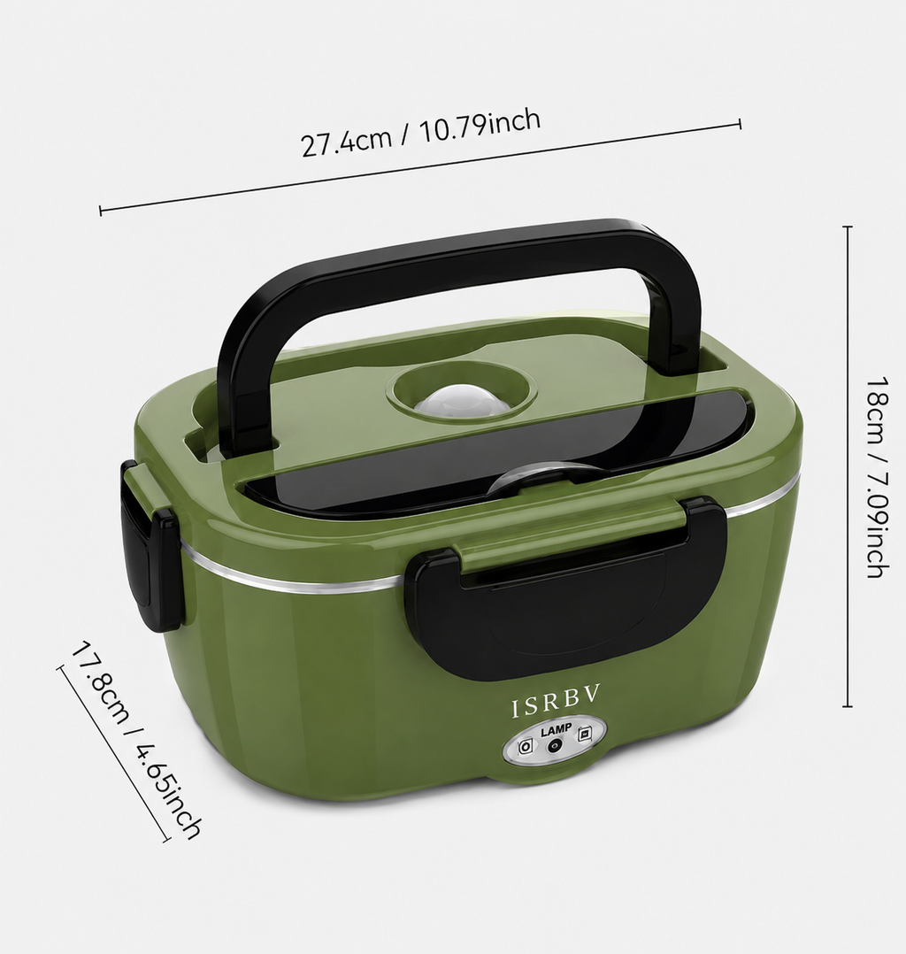 Heat & Go 75W Electric Lunch Box – 1.6L Portable Food Warmer with Car & Home Plugs