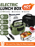 Heat & Go 75W Electric Lunch Box – 1.6L Portable Food Warmer with Car & Home Plugs