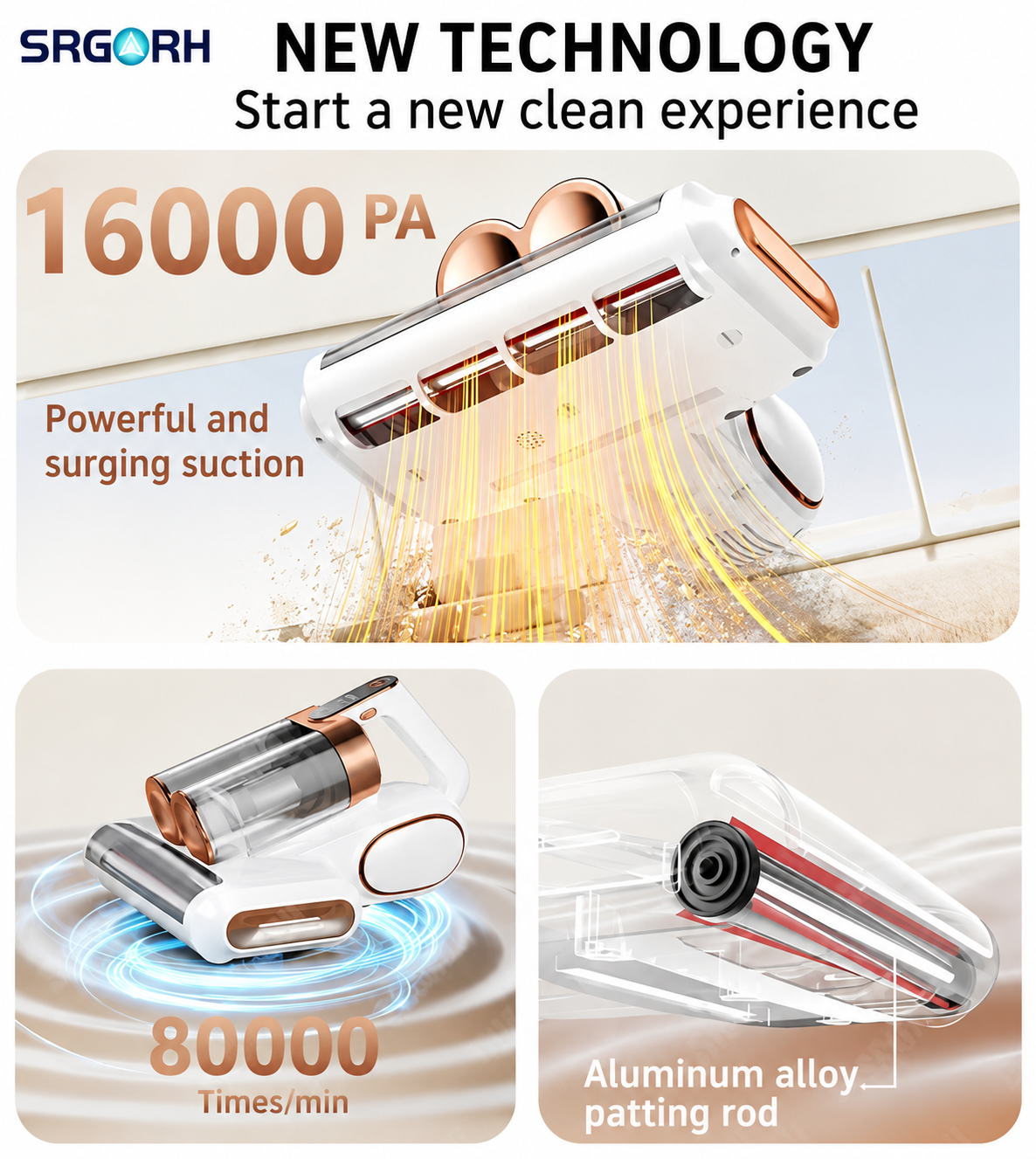 PureRest Pro Cordless Mattress & Upholstery Vacuum – 16,000Pa Deep Cleaning System