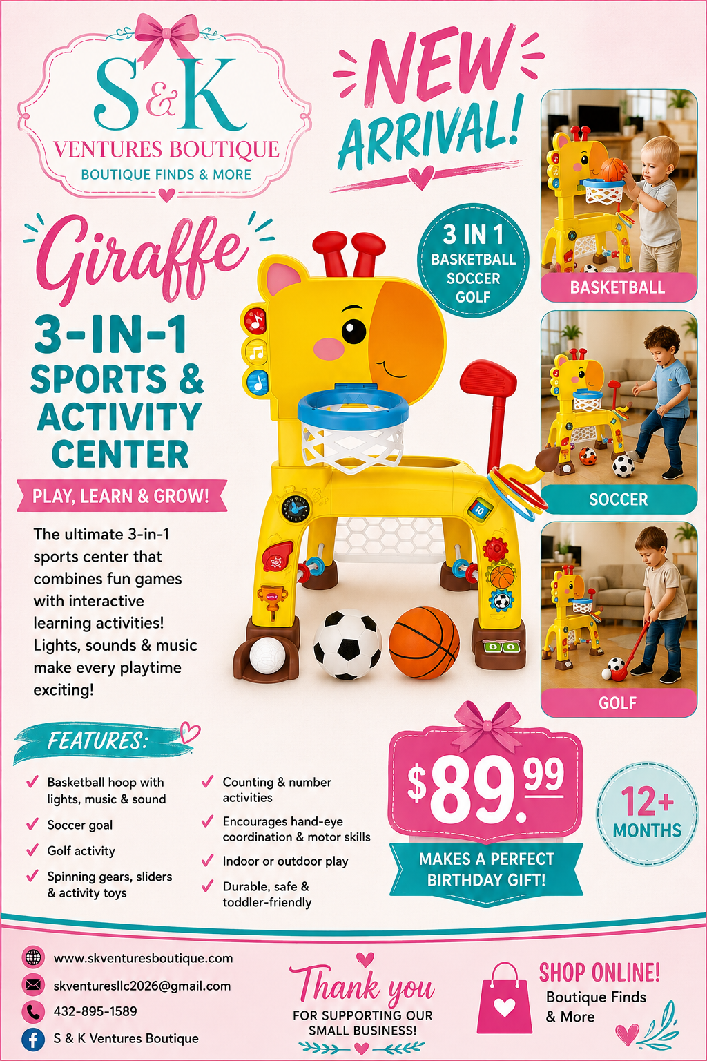 Little Giraffe 3-in-1 Sports & Activity Center
